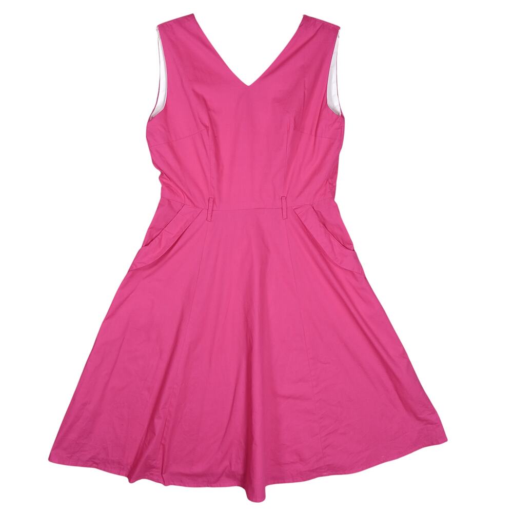 Magnolia Place Hot Pink Emma Swing Dress Size XL Lined Bodice Pockets Sleeveless